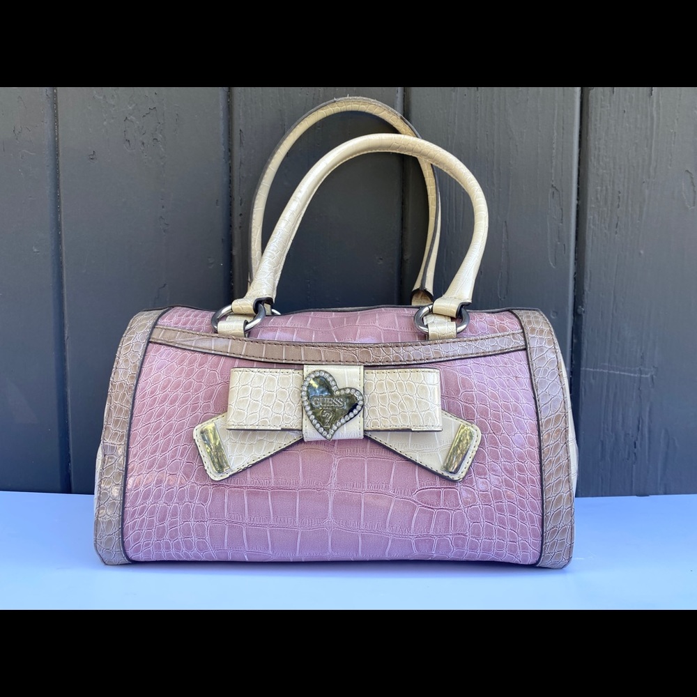 Guess faux-croc medium-large satchel